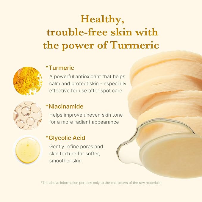 medicube Turmeric Clarifying Toner Pad for Troubled Skin & Use After Spot Care | Soothing & Calming with Turmeric, Niacinamide, Glycolic Acid | Korean Skin Care, 70 Pads