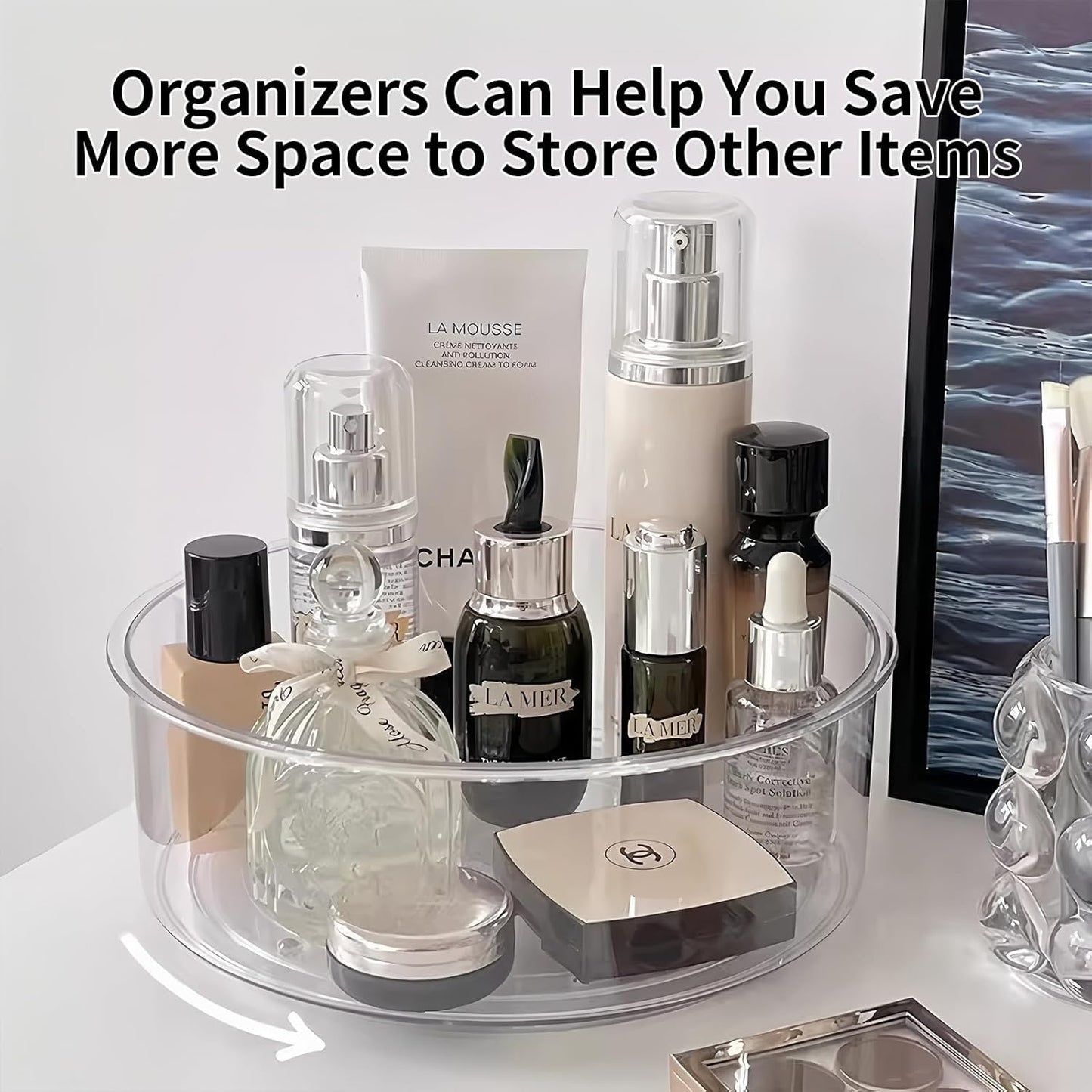 2 Pack Lazy Susan, 11.5 Inch Lazy Susan Organizer, 360 Degree Swivel, for Kitchen, Pantry, Refrigerator, Bathroom and Vanity Countertops (Clear) (2P-11.5 Inch)