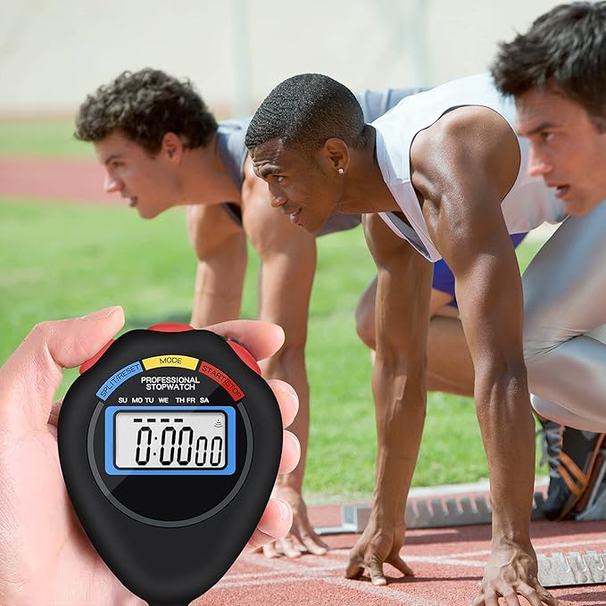 6 Pack Multi-Function Electronic Digital Sport Stopwatch Timer, Large Display with Date Time and Alarm Function,Suitable for Sports Coaches Fitness Coaches and Referees(Black)