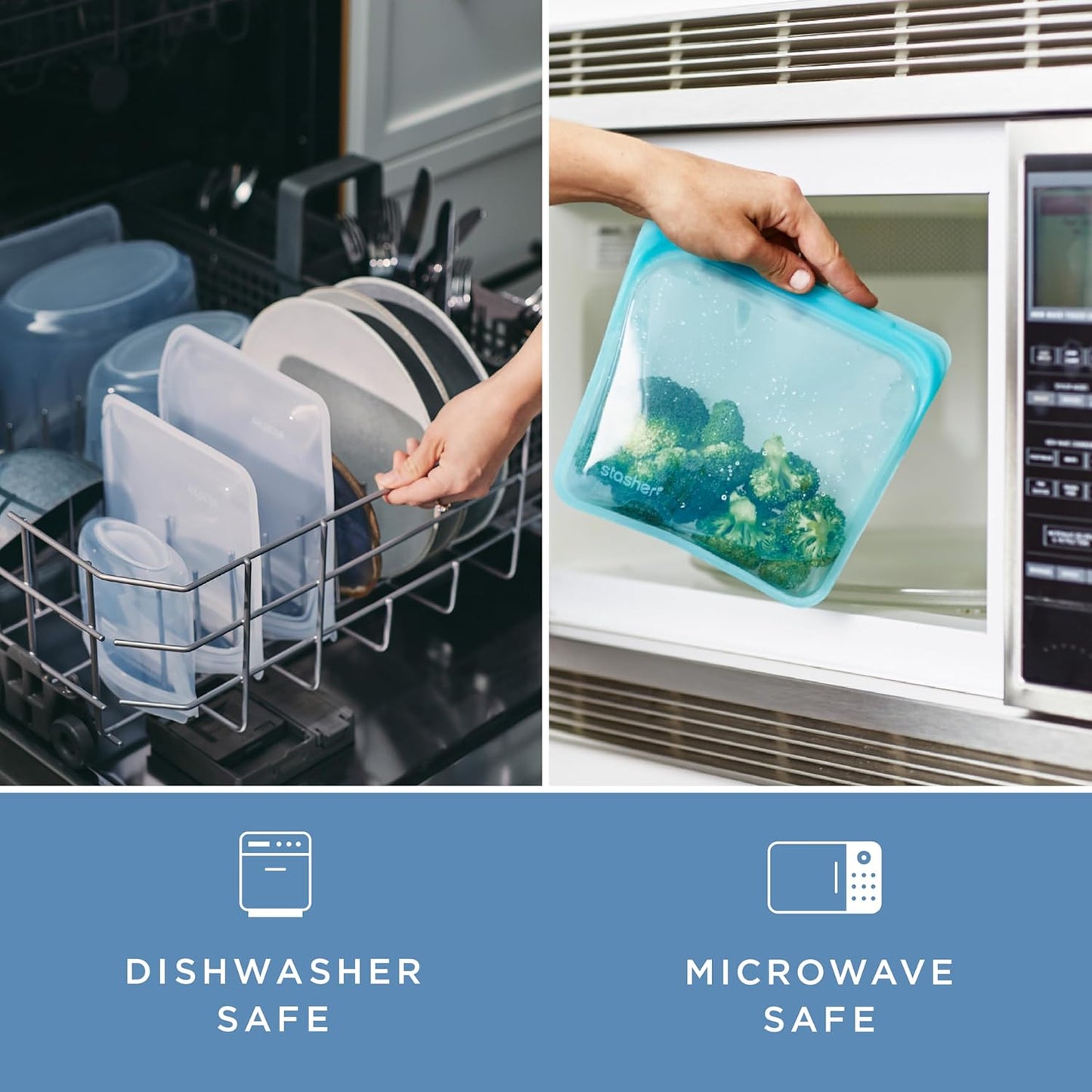 Stasher Premium Silicone Reusable Food Storage Bags, 4-Pack, Endangered Seas, Multi-Use Food Storage Bags, Lunch Bag, Travel Containers, BPA Free, Leak-free, Dishwasher-Safe, Eco-friendly