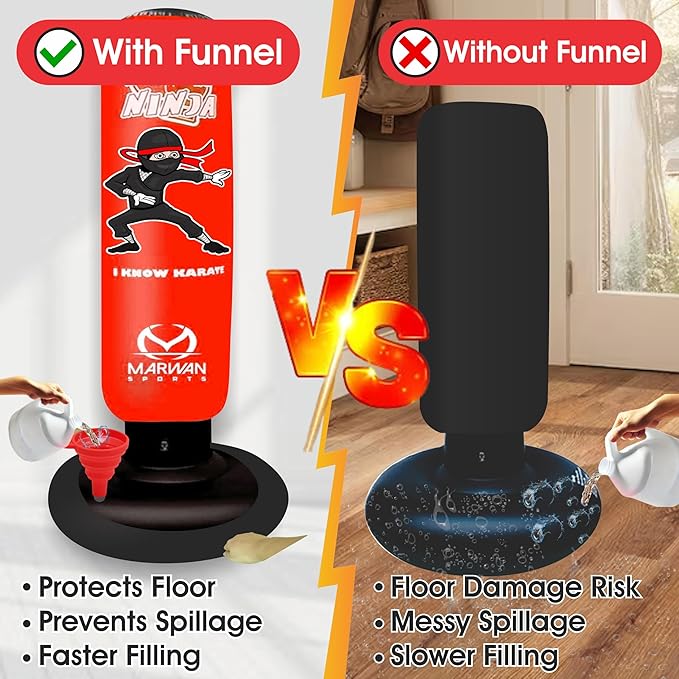 Durable Inflatable Kids Punching Bag for Karate and Boxing โ Bounce-Back Martial Arts Bag for Boys and Girls, Great Birthday Gift to Relieve Energy and Build Skills for Boys Ages 4-12