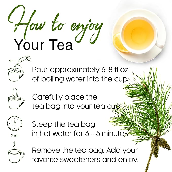 FreshDrinkUS, Pine Needle Tea Bags β 135 Tea Bags, Naturally Caffeine-Free, Refreshing Herbal Tea, Wild-Harvested Pine Leaves, Aromatic and Soothing β Non-GMO & Eco-Friendly Packaging