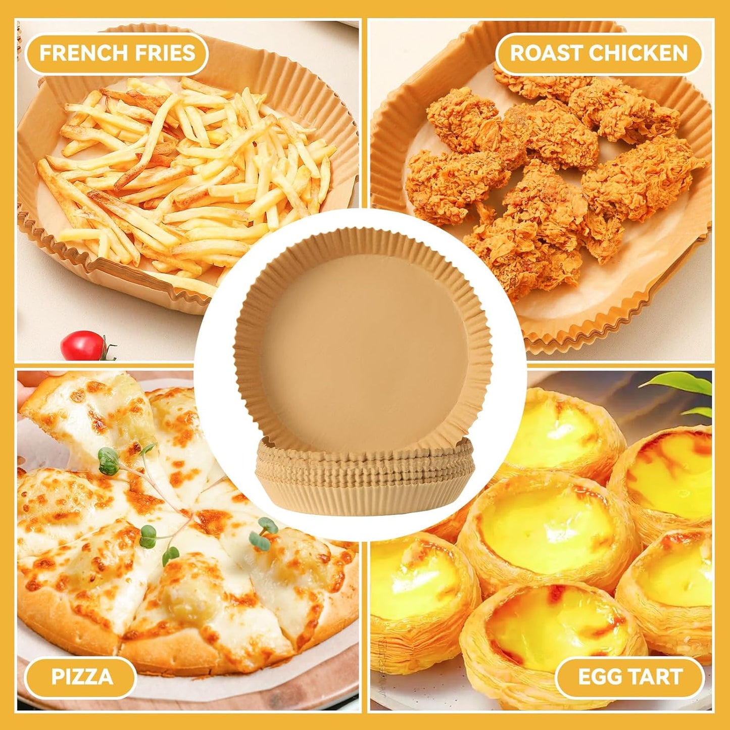 125Pcs 8 inch Round Disposable Air Fryer Parchment Liners-Non-Stick Parchment Sheets for Air Fryer Basket Microwave – Oil-proof, Water-proof, Effortless Cleanup for Baking