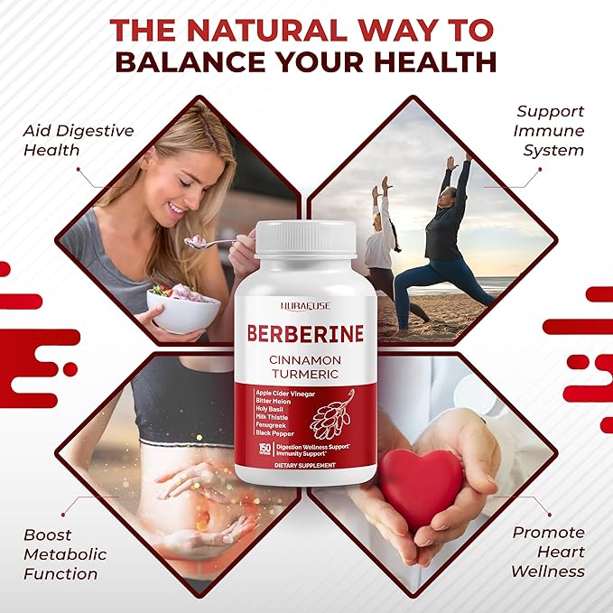 Berberine 14-in-1 Supplement with Ceylon Cinnamon Apple Cider Vinegar Turmeric Bitter Melon Holy Basil Milk Thistle Fenugreek Gymnema Banaba - Made in The USA