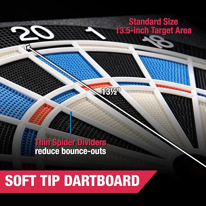 MD Sports Dartboard Cabinet Multiple Styles Electronic Dartboard With Digital X/O Cricket Scorekeeping and Dart Set, Perfect for Cricket Games