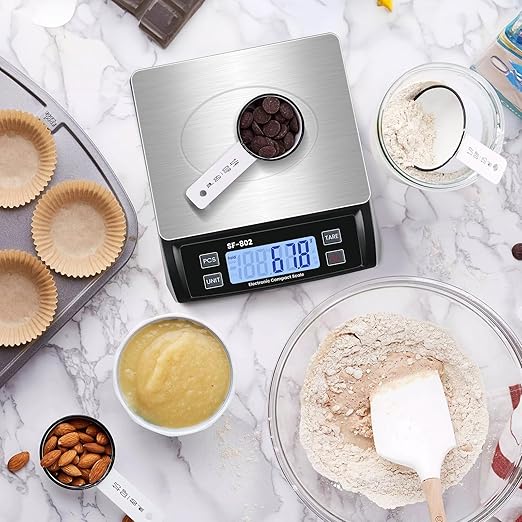 Digital Kitchen Scale 30kg/66lb Large Food Scale for Baking Cooking Stainless Bread Scale with LCD Display Counting Scales for Commercial (Color : Stainless Black)