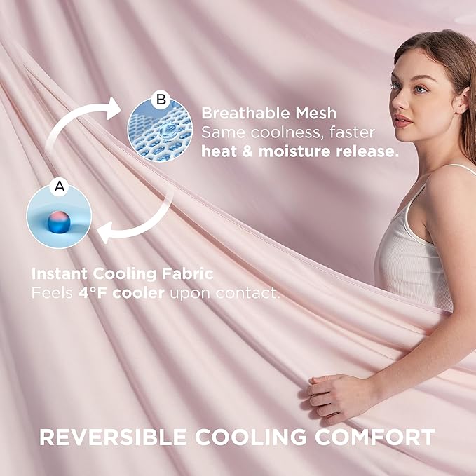 Bedsure Summer Cooling Blanket Twin XL for Hot Sleepers with Sports Mesh Design, Arc-Chill Q-Max 0.4 Lightweight Breathable Ice Cold Blankets for College Dorm, 60 x 90 Inches, Mesh Pink