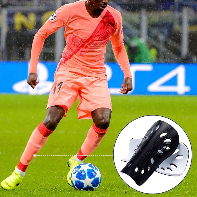 ANCIRS 2 Pair Soccer Shin Guards for Youth, Breathable Shin Guard Sleeves for Football Games, Protective EVA Cushion for Youth Men & Women