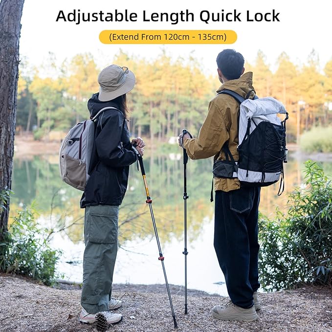 Naturehike Collapsible Trekking Poles, Adjustable Lightweight Aluminum Hiking Poles, Shock Absorption with Wrist Straps for Hiking and Daily Use, Yelllow/Green (Set of 2)