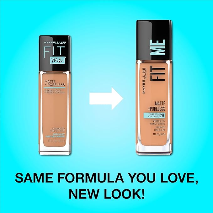 Maybelline Fit Me Matte + Poreless Liquid Oil-Free Foundation Makeup, Cappuccino, 1 Count (Packaging May Vary)