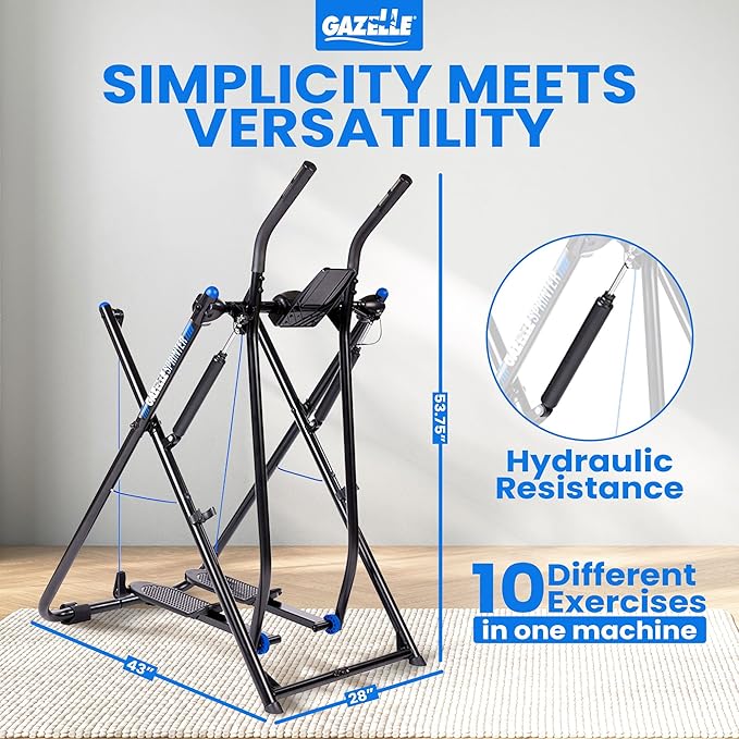 Gazelle Tony Little Total Body Fitness Workout Exercise Elliptical Glider Supports 250-300lbs with Low-Impact Design for Home Gym