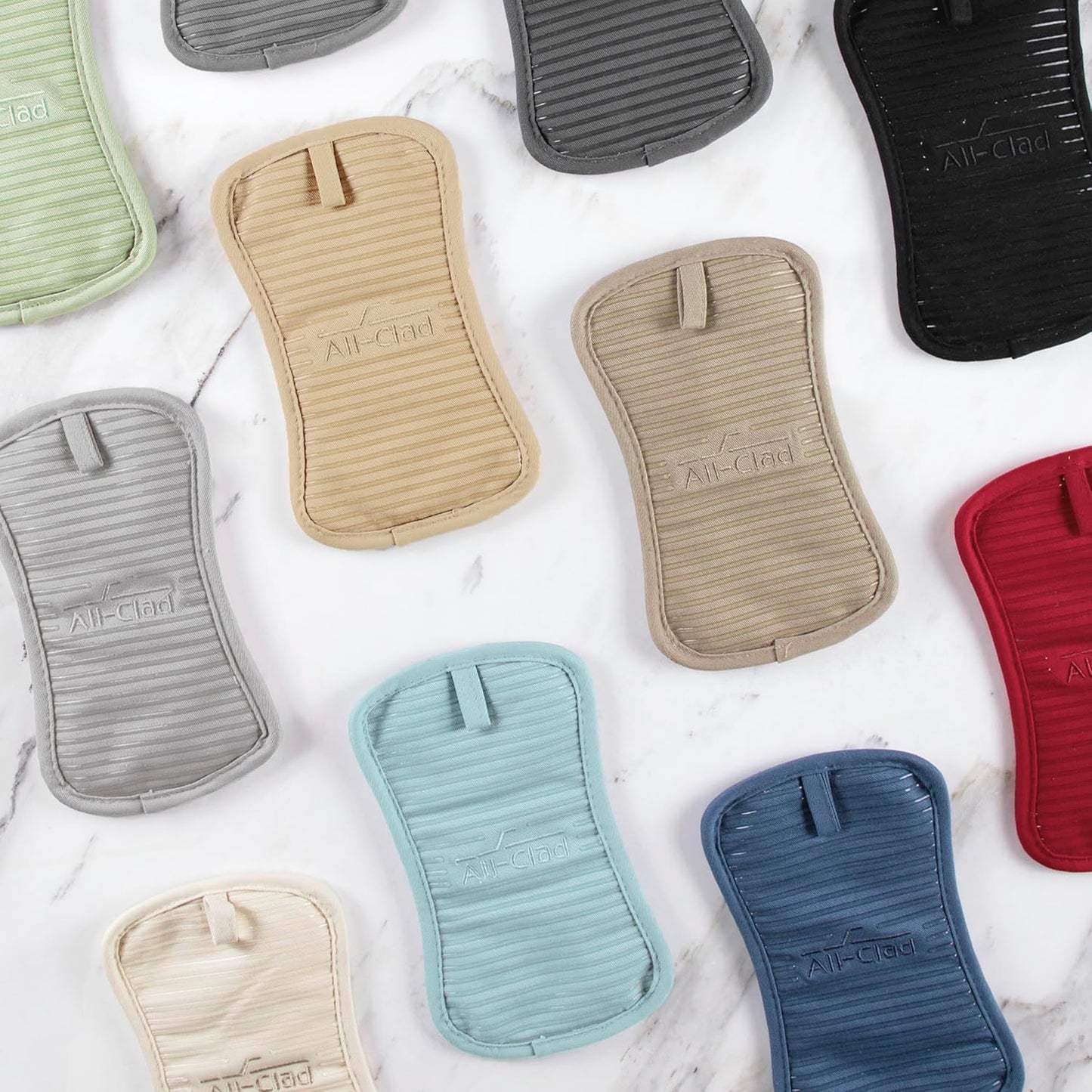 All-Clad Premium Pot Holder & Hot Pad: Heat Resistant to 500 Degrees - 100% Cotton, 10"x6.25" Hot Pad for Kitchen and Barbeque, 4-Pack, Titanium