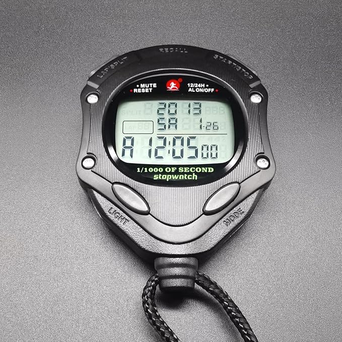 Stopwatch Timer, Digital Stop Watch with 0.01second & 0.001second Timing, Metal 10/100/400 Laps Memory, Rolilink Large dispaly Alarm Clock for Coach Sports Running Marathon