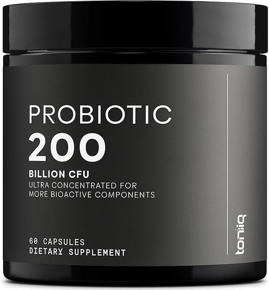 Toniiq 200 Billion CFU Probiotic Supplement 30 Verified Third-Party Tested Strains - Fully Shelf-Stable Probiotics Formula with Prebiotic Blend - Extended Release Capsules