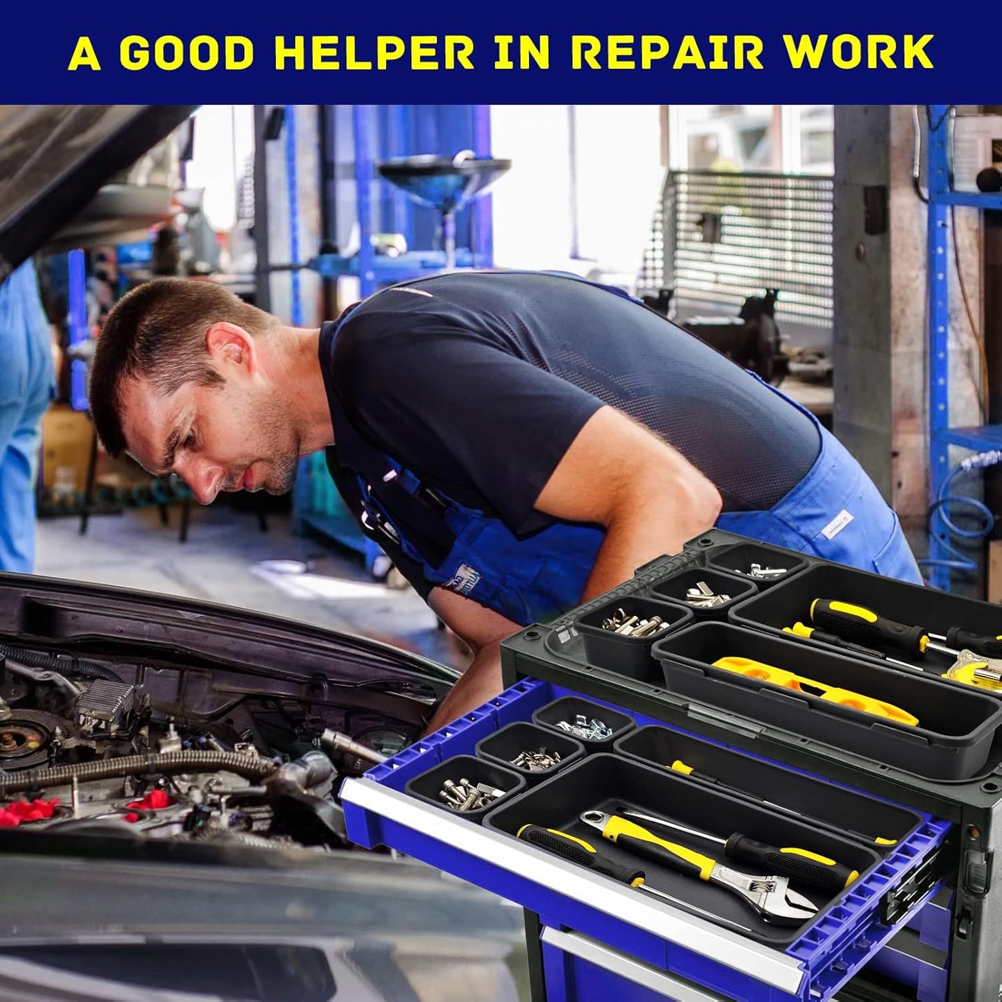 Tool Box Organizer, Tool Drawer Organizer Tray Divider, Toolbox Organization, Garage Tool Organizers and Storage, Tool Box Accessories for Rolling Tool Chest Cabinet (47PCS)