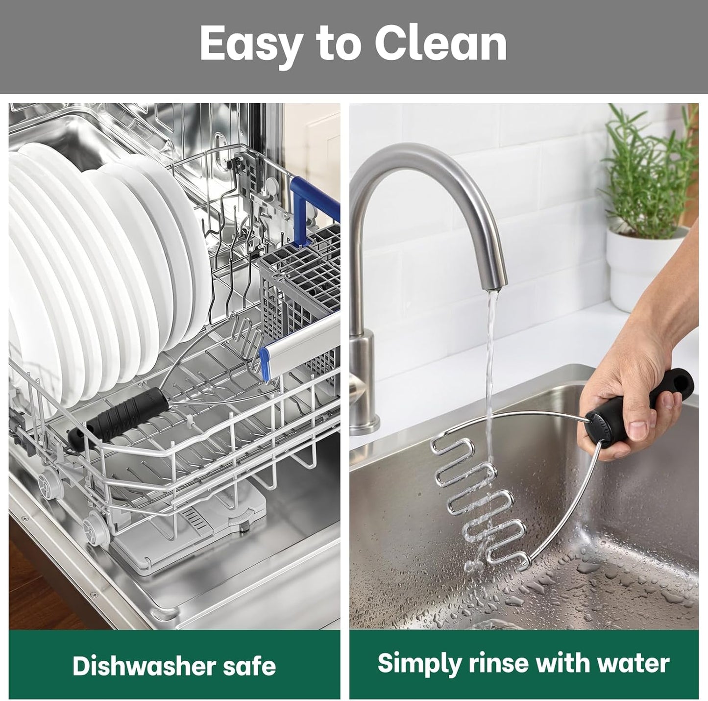 Beneno Stainless Steel Wire Potato Masher, Heavy Duty Sturdy Easy Grip Masher Kitchen Tools with Non-Slip Soft Rubber Handle, Effortless Mashing Tool for Potatoes, Avocados, Dishwasher Safe, Rustproof