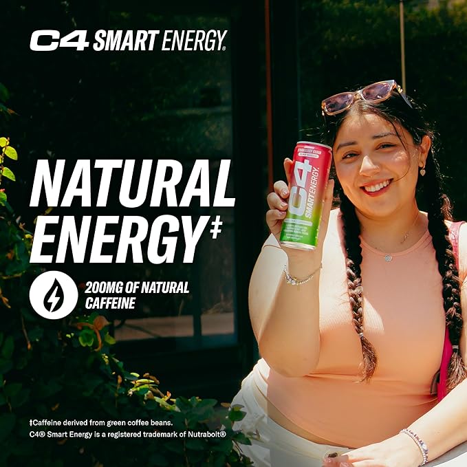 Cellucor C4 Smart Energy Drink - Sugar Free Performance Fuel & Nootropic Brain Booster, Coffee Substitute or Alternative | Tropical Passionfruit 12 Oz - 12 Pack