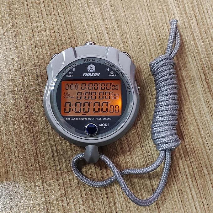 Stopwatch Timer, Digital Stop Watch with 0.01second & 0.001second Timing, Metal 10/100/400 Laps Memory, Rolilink Large dispaly Alarm Clock for Coach Sports Running Marathon