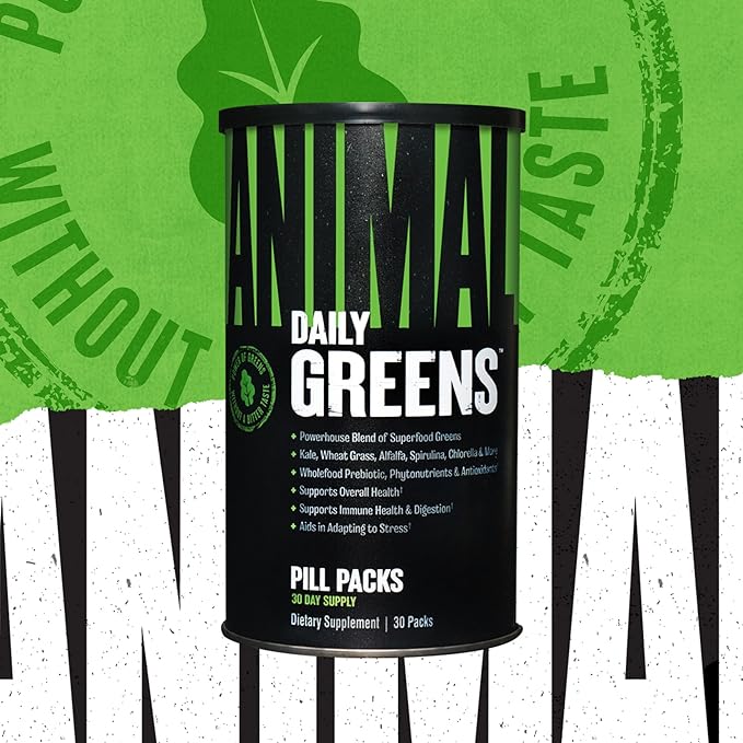Animal Daily Greens Pill Packs - Kale, Wheat Grass, Alfalfa & More - Convenient Prebiotic and Probiotic Superfood Blend for Superior Digestion, Gut Health, and Immunity For Men & Women - 30 Day Supply