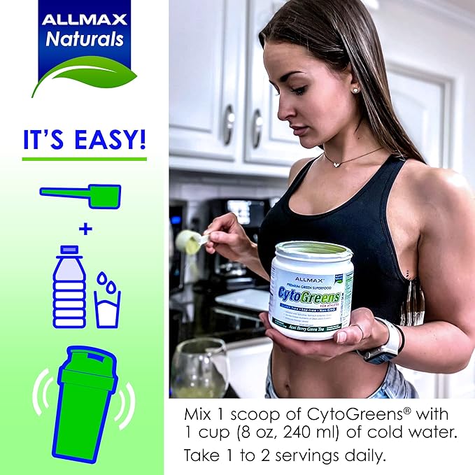 ALLMAX Nutrition - Cytogreens Super Greens Powder, Infused with Spirulina, Spinach & Barley Grass, Supports Immune & Digestive Health, Gluten Free & Vegan, 30 Servings (Acai Berry Green Tea)