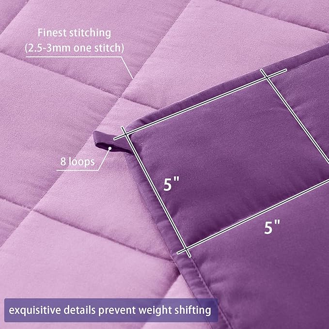 yescool Weighted Blanket for Adults (17 lbs, 48" x 72", Purple) Cooling Heavy Blanket for Sleeping Perfect for 110-130 lbs, Twin Size Breathable Blanket with Premium Glass Bead, Machine Washable