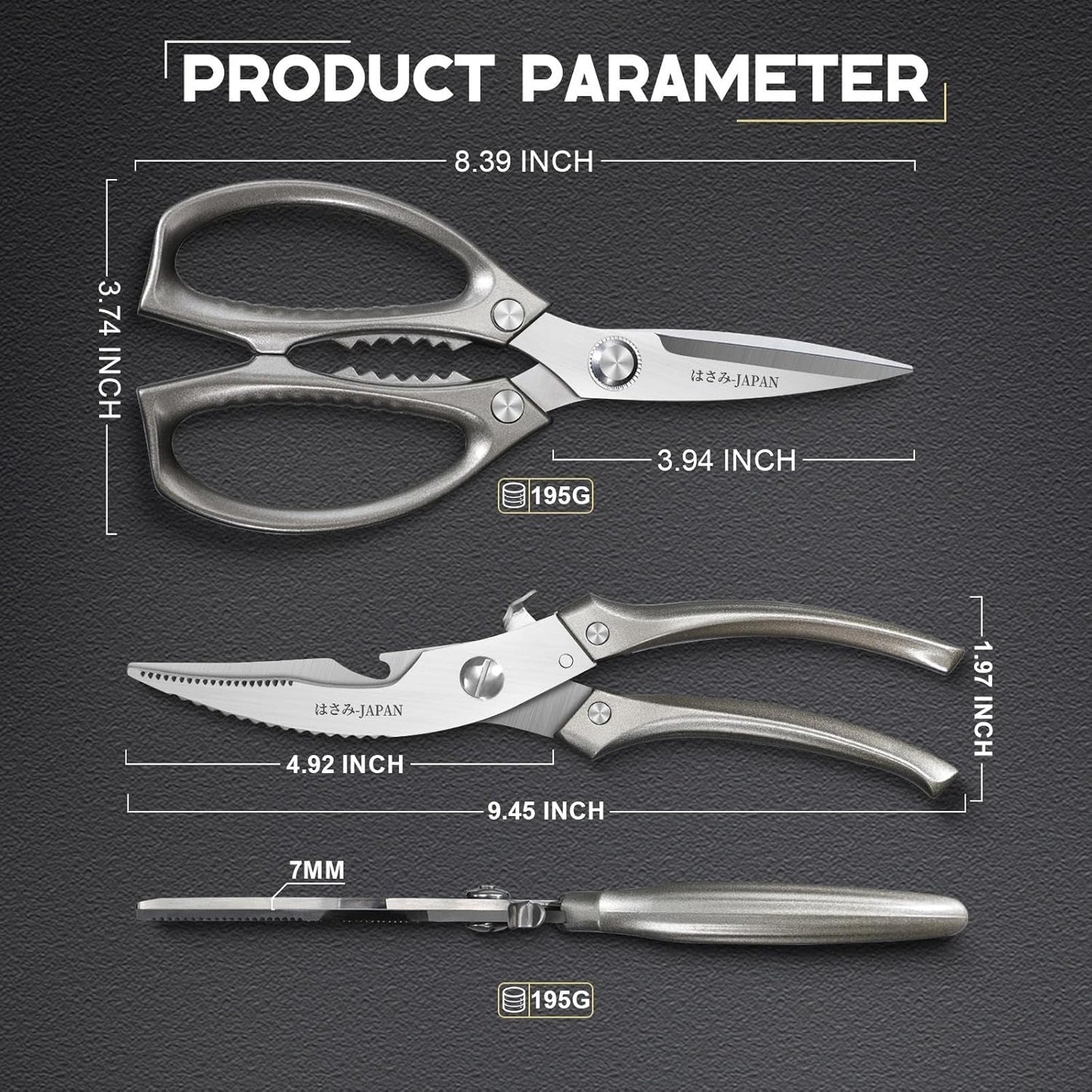 Huusk Kitchen Scissors Set, Poultry Shears Heavy Duty with Spring Loaded, Kitchen Meat Scissors All Purpose for Food, Chicken, Fish