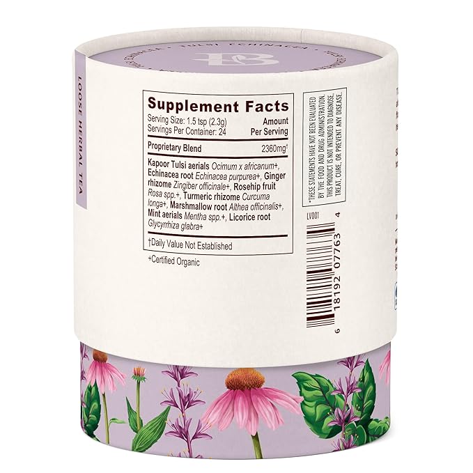 Banyan Botanicals Tulsi Echinacea Tea – Organic Immune Support Tea with Turmeric & Rosehip – Caffeine Free Tea for Healthy Immune Function* – 2 oz. – Non-GMO Sustainably Sourced Herbal Loose Leaf Tea