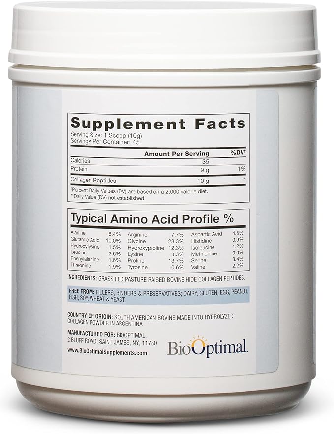 Collagen Peptides Powder - Grass-Fed, Pasture-Raised Hydrolyzed Protein Supplement for Skin, Hair, & Nails - Non-GMO, Zero Sugar Daily Supplement for Men & Women (45 Servings)