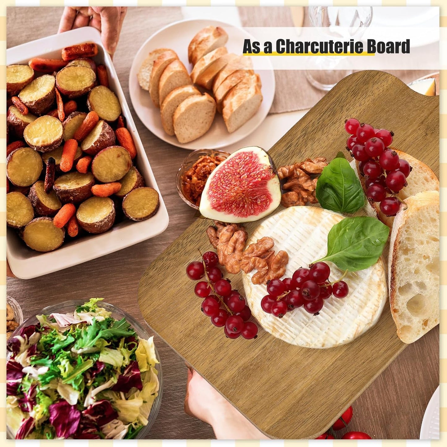 Lounsweer 6 Pcs Thicken Cutting Board Bulk Wood Board for Chopping Serving Charcuterie Material for Laser Engraving Mother' Day Wedding Housewarming Gift