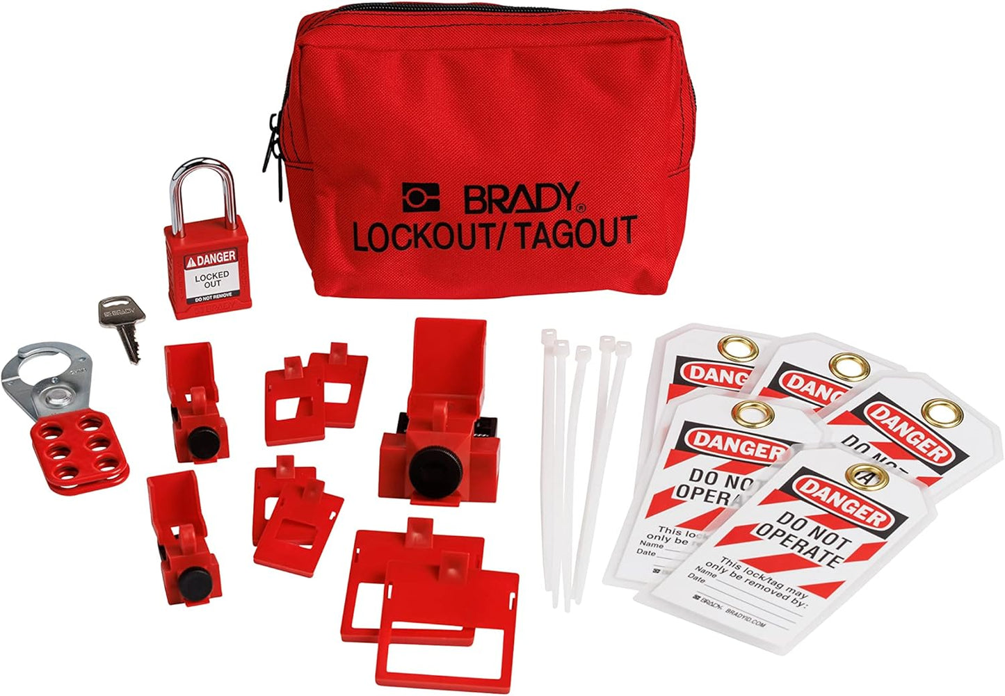 Bundle of Brady M210 Portable Label Printer + Brady Breaker Lockout Tagout Electrical Loto Kit (153669)