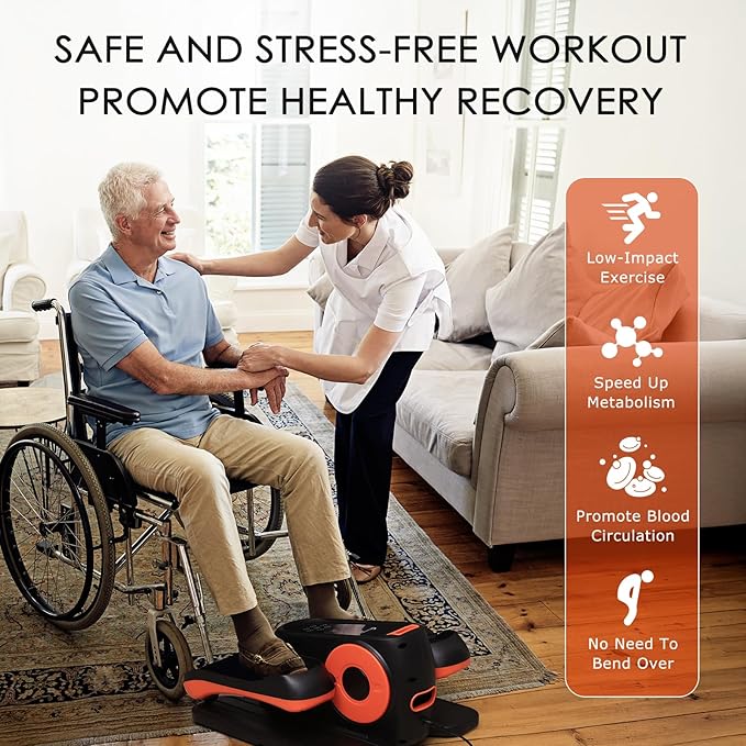 Under Desk Elliptical Machine, Ellipse Leg Exerciser While Sitting for Seniors, Ellipse Leg Exerciser as Seen on TV, Quiet & Portable Mini Seated Pedal Exerciser for Home Office Use