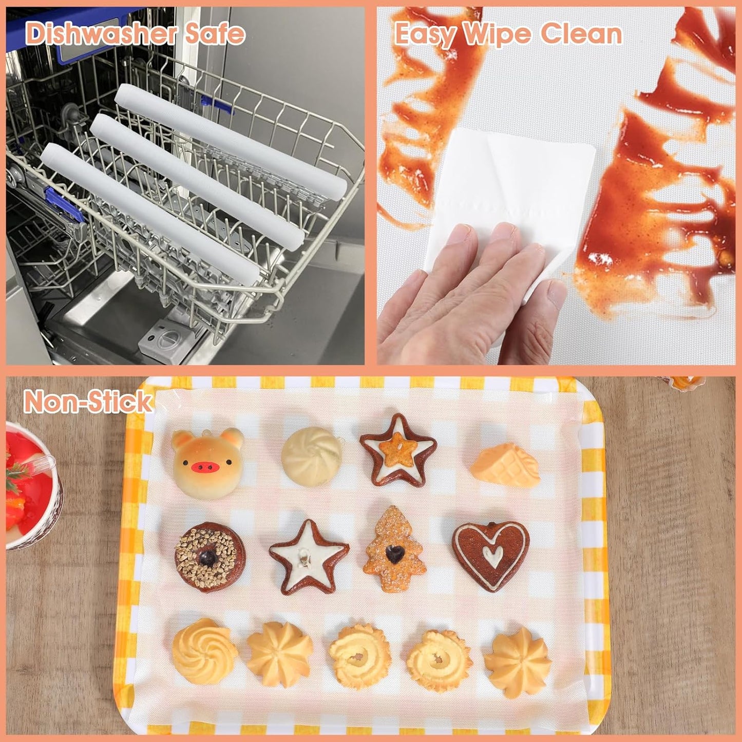 Silicone Baking Mat Roll -12IN x 10FT Non Stick Heat Resistant Food Grade Baking Mats, No Slip Reusable Freeze Dryer Mat,Pastry Mat,Countertop Protector Mat, Washable Oil-Proof Refrigerator Liners