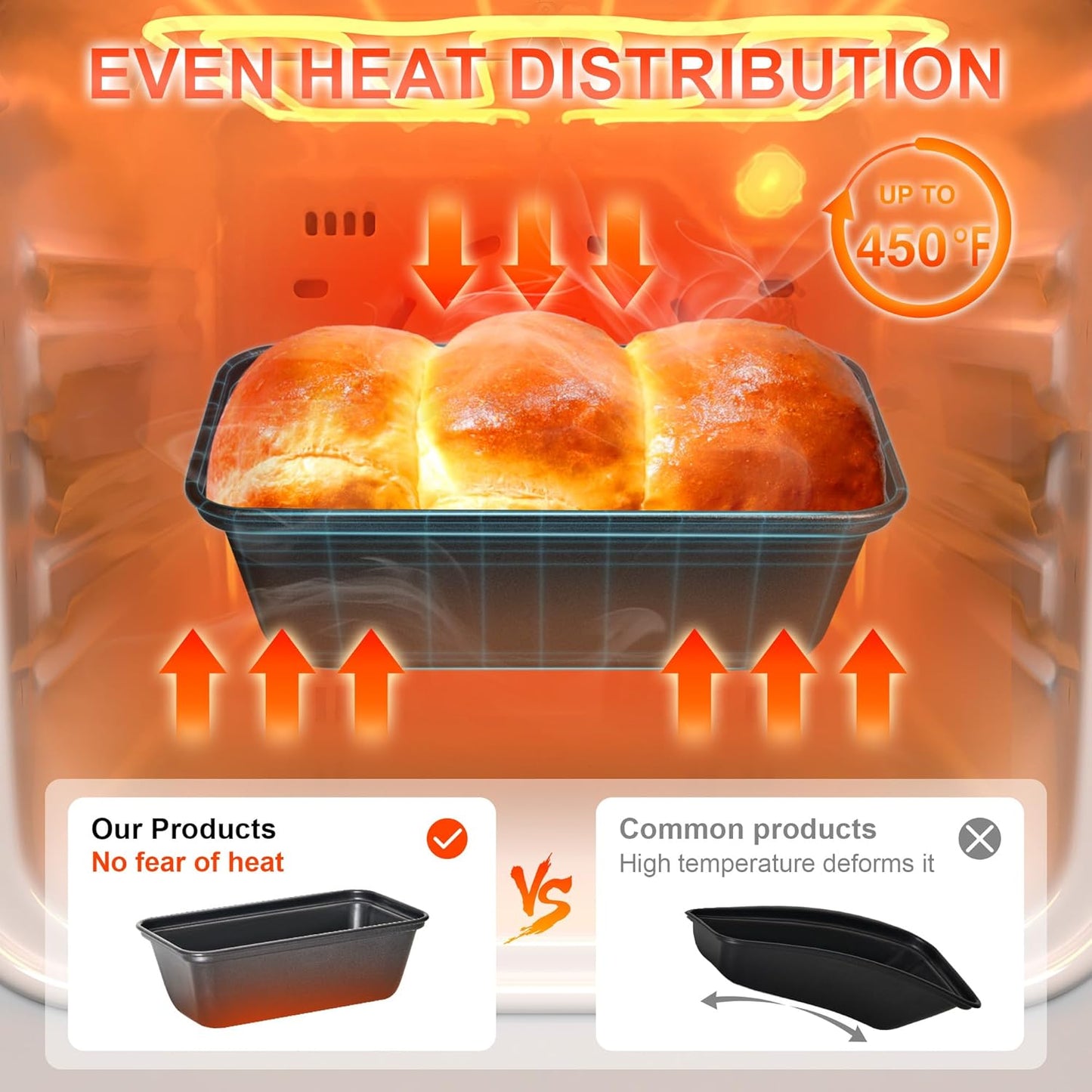 HONGBAKE 6 Pack Mini Loaf Pan for Baking Bread, 6 x 3.3 x 2 Inches Nonstick Small Banana Bread Tins Set for Homemade,Tiny Carbon Steel Meatloaf Pan - Dark Grey