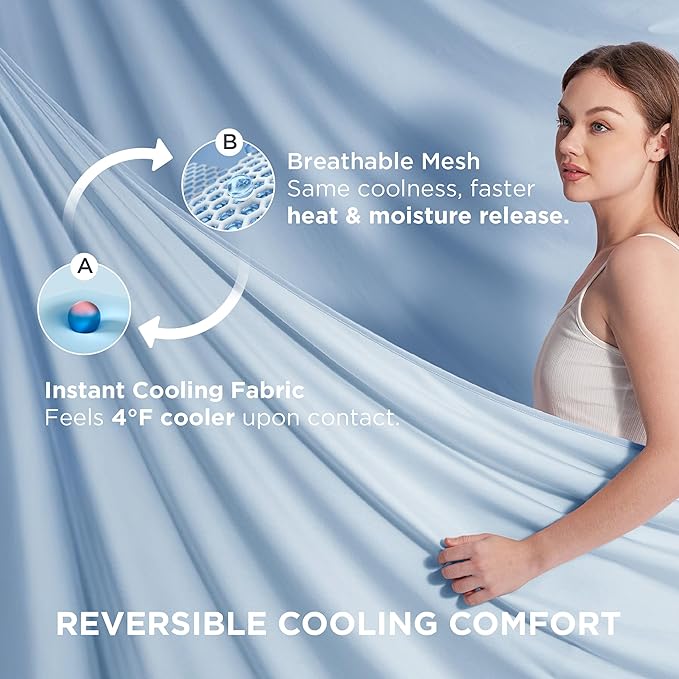 Bedsure Summer Cooling Blanket Twin XL for Hot Sleepers with Sports Mesh Design, Arc-Chill Q-Max 0.4 Lightweight Breathable Ice Cold Blankets for College Dorm, 60 x 90 Inches, Mesh Blue