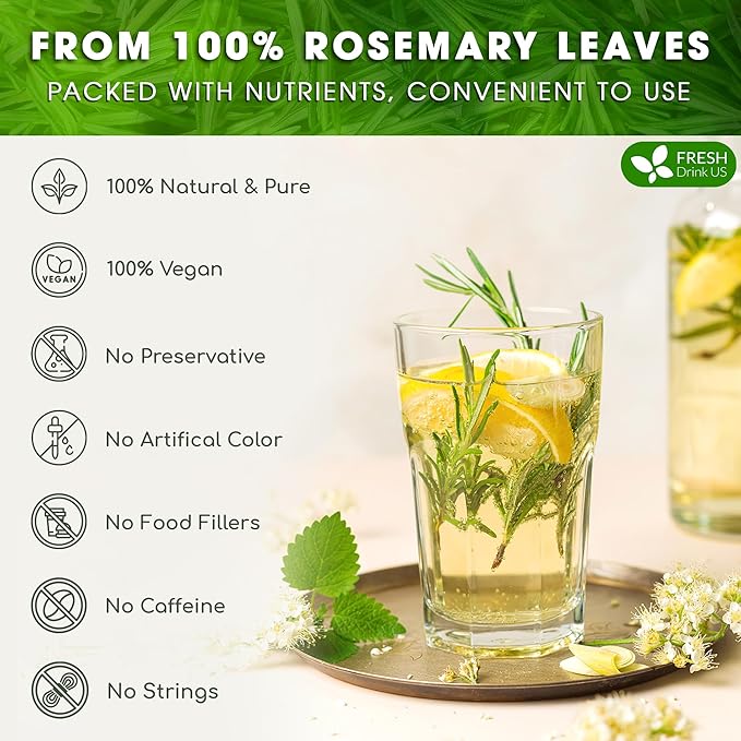 FreshDrinkUS Premium Rosemary Leaf Tea Bags - 75 Count, 100% Natural Dried Leaves, Pure Herbal Tea, No Additives, No Caffeine, No Gluten, Vegan