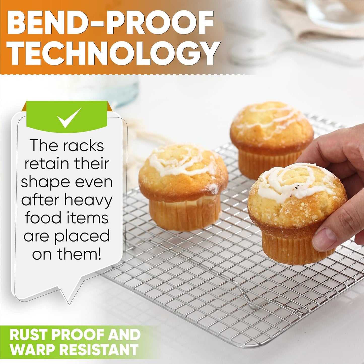 Spring Chef 8.5" x 12" Stainless Steel Cooling Racks, Wire Rack for Baking Sheet - Fits Small Quarter Sheet Pan - Perfect for Cooking, Baking, Grilling, Smoking - Dishwasher Safe - Set of 2