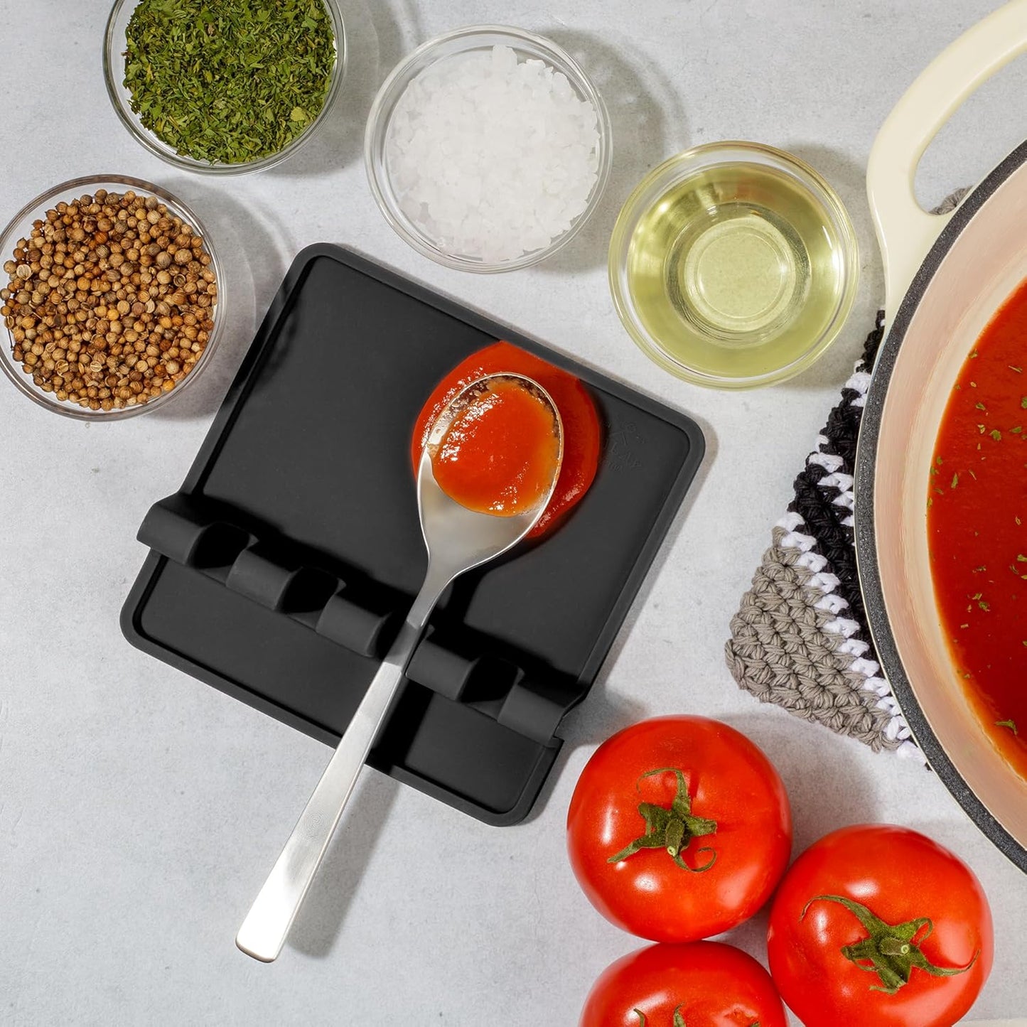 Zulay Kitchen Silicone Utensil Rest - BPA-Free, Durable Spoon Rest with Drip Pad - Heat-Resistant for Stove Top & Counter - Kitchen Gadget Holder