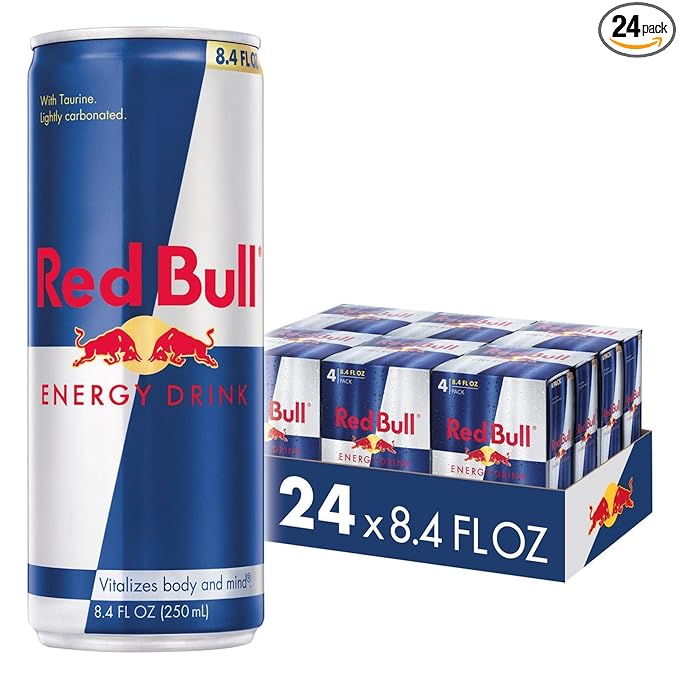 Red Bull Energy Drink with 80mg Caffeine plus Taurine & B Vitamins, 8.4 Fl Oz, 6 Packs of 4 Cans (Pack of 24)