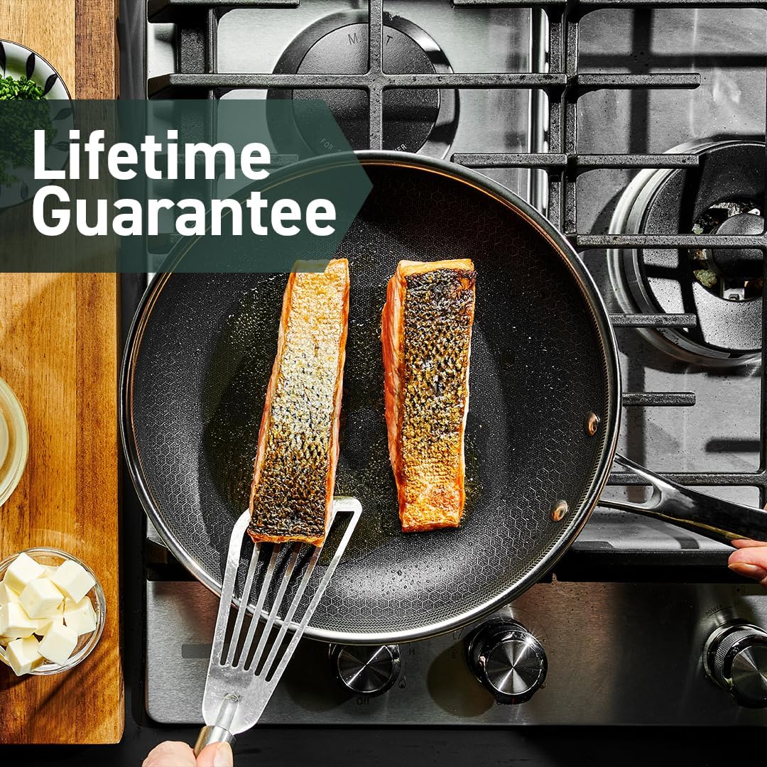 HexClad Hybrid Nonstick 10-Inch Frying Pan, Stay-Cool Handle, Dishwasher-Friendly, Oven-Safe Up to 900°F, Induction Ready, Compatible with All Cooktops
