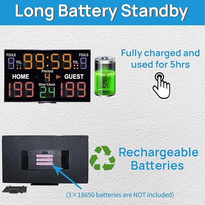 YZ LED Basketball Scoreboard with Shot Clock, Digital Scoreboard with Remoe, Electronic Scoreboard with Timer Clock, Digital Score Keeper Outdoor
