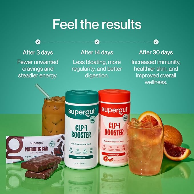 Supergut Gut Healthy Flavored GLP-1 Booster, Variety Pack - High Fiber GLP-1 Supplement Powder for Women & Men - Sugar-Free Drink Mix for Gut Health & Digestive Support (15 Servings)