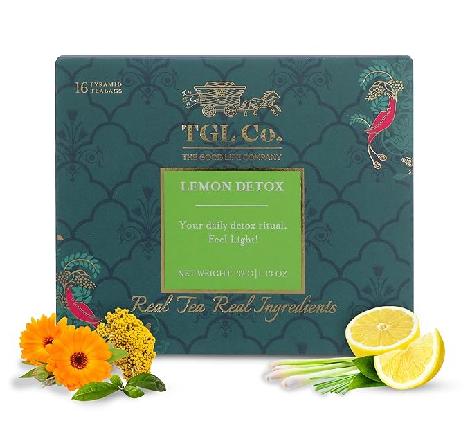 TGL Co. Lemon Detox Tea (16 Green Tea Bags) | Lemon Tea Keeps Hydrated | Sip it Hot or Iced