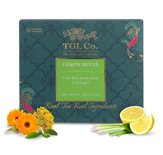 TGL Co. Lemon Detox Tea (16 Green Tea Bags) | Lemon Tea Keeps Hydrated | Sip it Hot or Iced