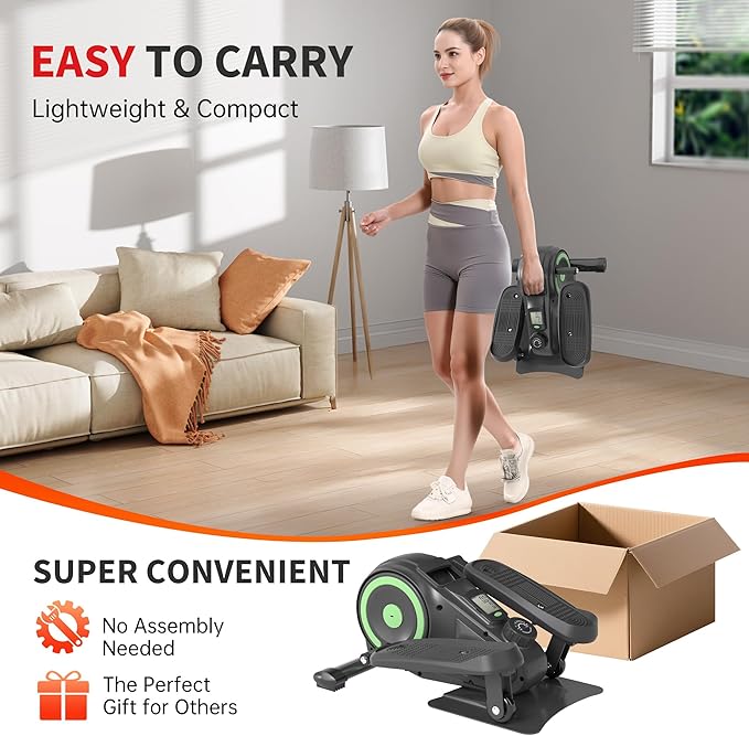 Under Desk Elliptical Machine, Electric Ellipse Leg Exerciser as Seen on TV for Seniors, Pedal Exerciser Fully Assembled with 8 Resistance Levels, Portable Leg Exerciser for Home Office