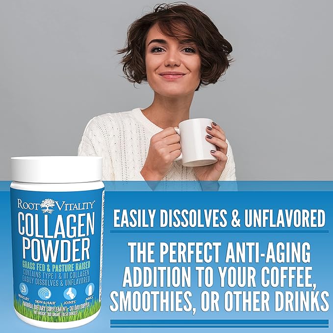 Collagen Peptides Powder - Grass-Fed, Pasture-Raised Hydrolyzed Protein Supplement for Skin, Hair, & Nails - Non-GMO, Zero Sugar Daily Supplement for Men & Women (30 Servings)