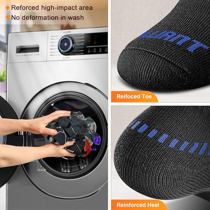 BULLIANT Compression Socks for Men 6Pairs, Athletic Crew Socks Cushioned For Men Sports Running-Arch Support