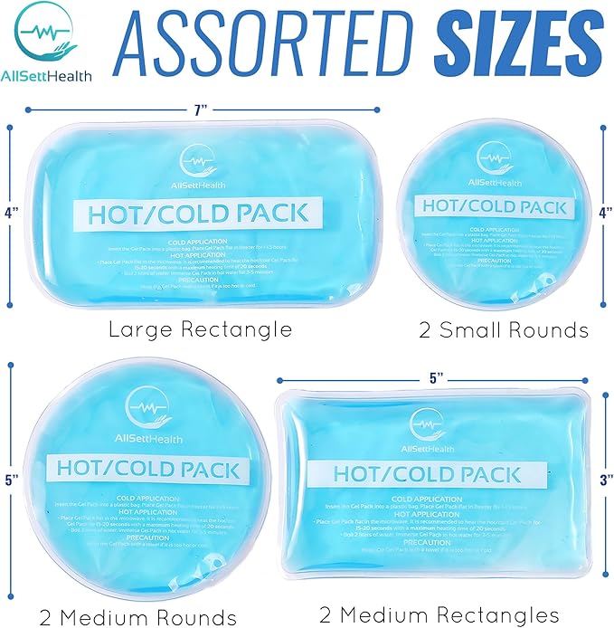 Reusable Hot and Cold Gel Ice Packs for Injuries - Gel Cold Packs for Injuries - Multiple Shapes and Sizes 7 Variety Pack