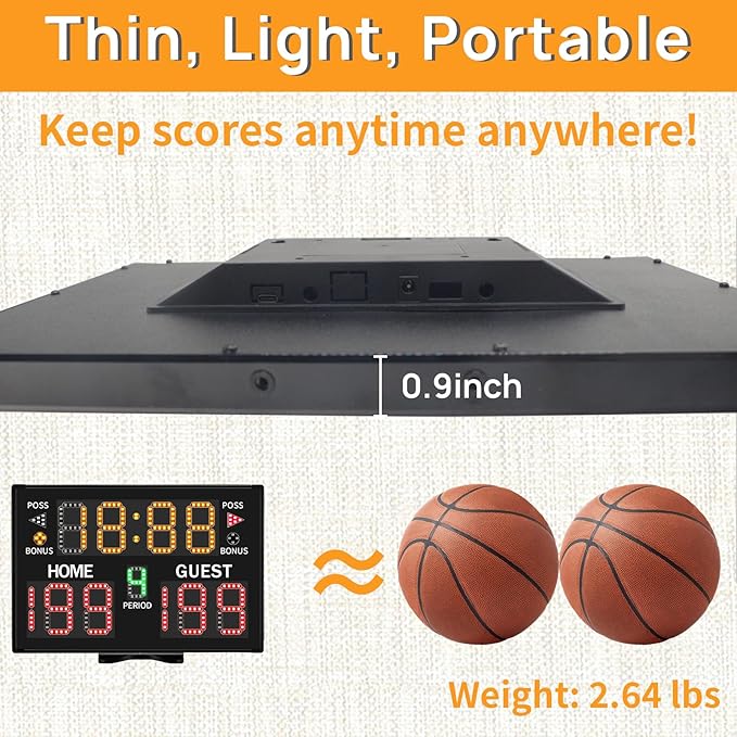 YZ Battery Powered Electronic Basketball Scoreboard Timer Clock with Buzzer, Portable Tabletop Digital Scoreboard with Remote, Wall-Mounted Professional Score Clock Score Keeper for Multisports
