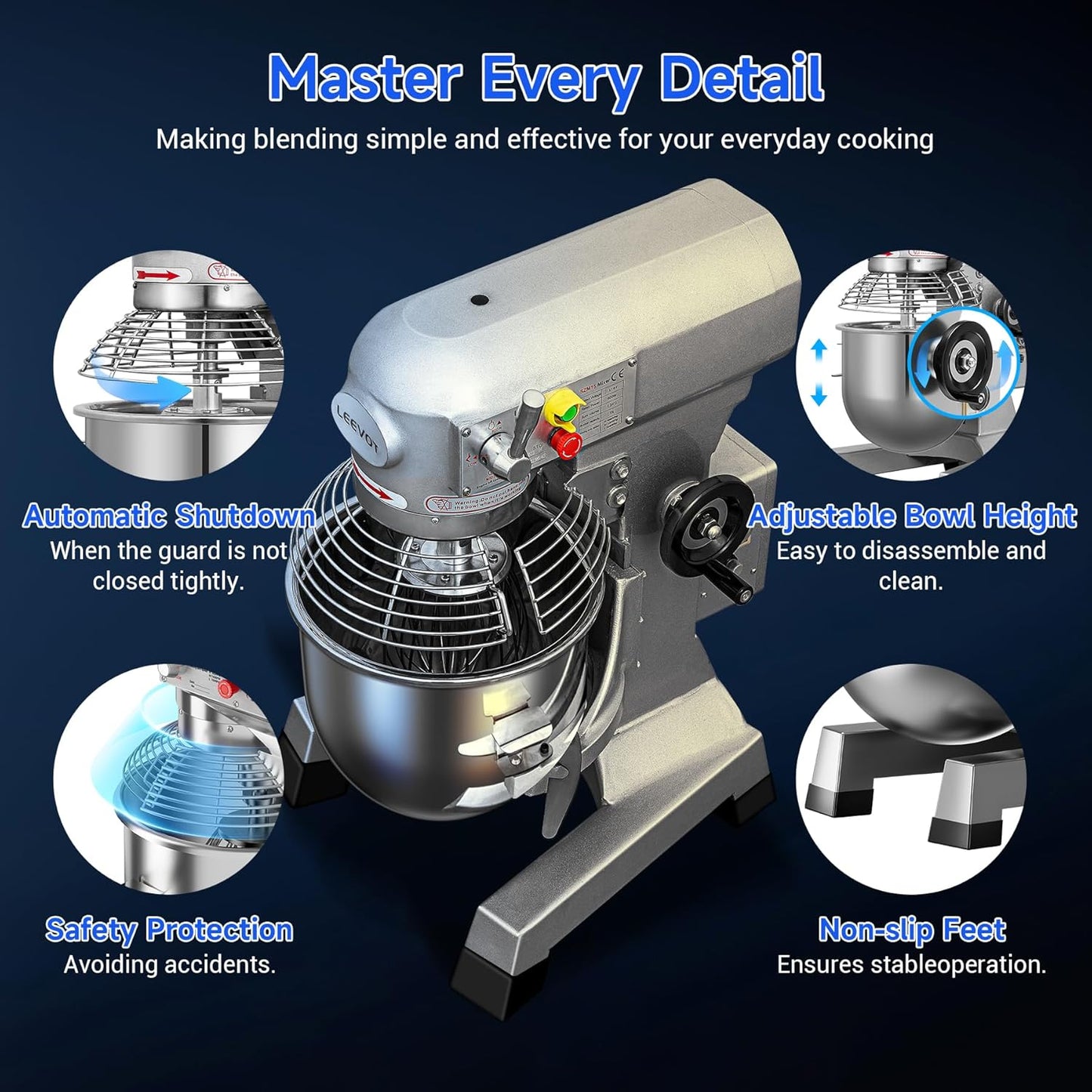 Commercial Food Mixer 15Qt,600W Commercial mixer 3-Speed Adjustable with Timing Function, Industrial Dough Mixer with Stainless Steel Bowl for Bakery Pizzeria (Upgrade)