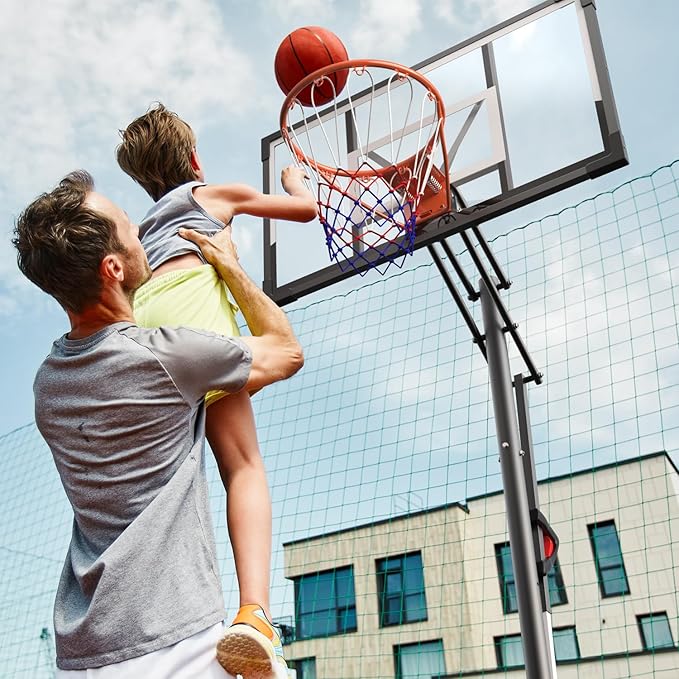 Basketball Hoop Outdoor 10 FT Height Adjustable Basketball Goals Systems Portable with 44" Backboard and Wheels for Youth Adults Kids - Backyard, Driveway, Indoor Play